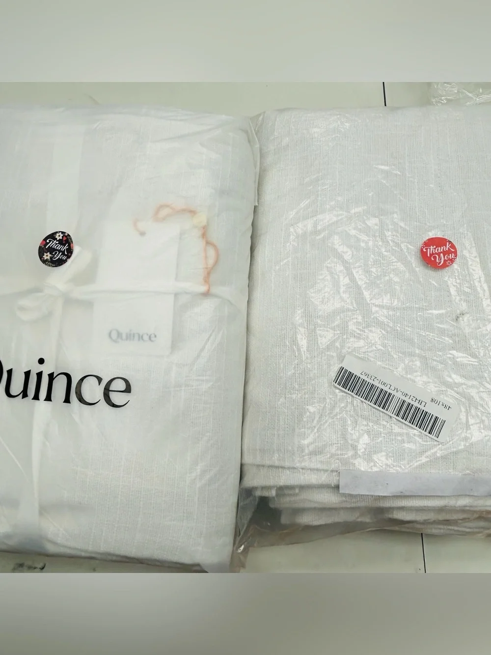 NWT QUINCE Set Of 2 48x96 Cotton Slub Room Darkening Curtains White 9946